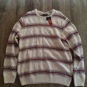 Chaps Ralph Lauren Men's knit Stripe Sweater cotton wool blend XL NWT